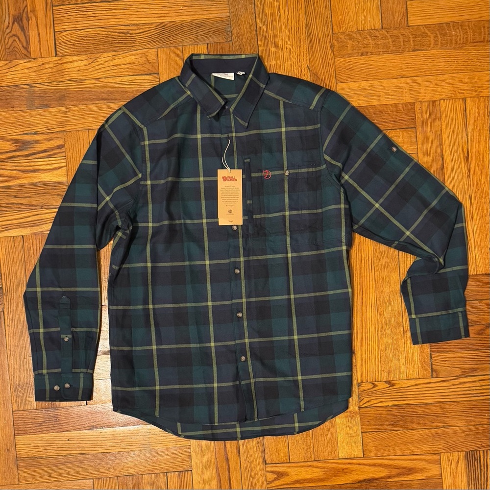 Fjallraven Fjallglim shirt in Arctic Green Navy Plaid XL